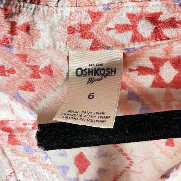 Nice Oshkosh B'Gosh Girls Button Up Pink Purple Orange 100% Cotton Shirt, Sz 6 - Picture 4 of 9